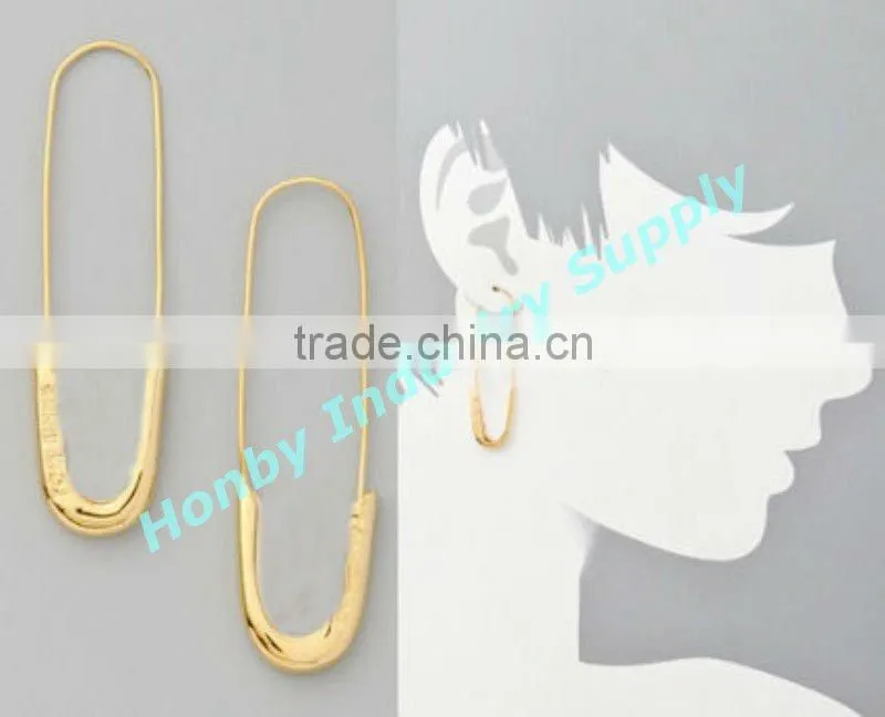 Good quality shiny coilless gold U safety pin for jewelry design