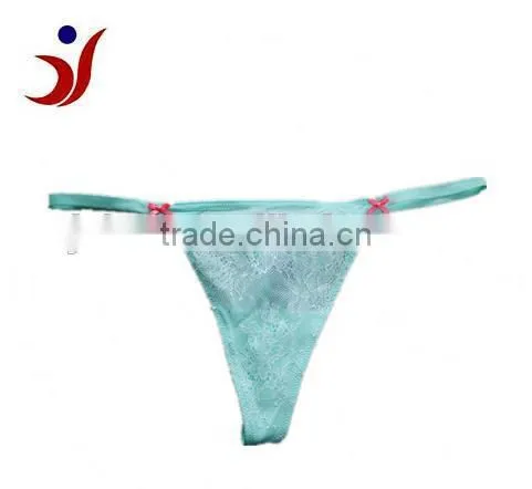 embrodary lace G-string blue thong made in China Shantou Gurao manufactory (accept OEM)