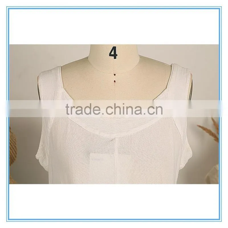 Summer Women Elegant Sleeveless Linen Cotton Asymmetrical Beach Dress