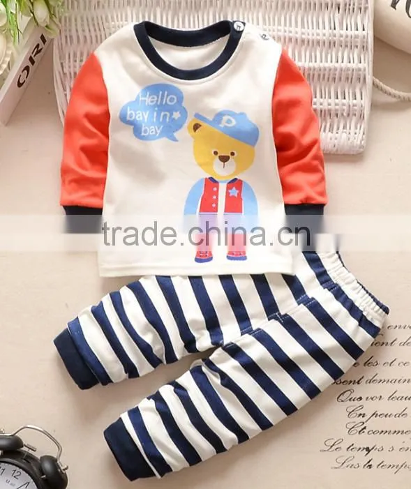 Latest Embroidery Designs Suits 100% Cotton Children Baby Christmas Striped Pajamas