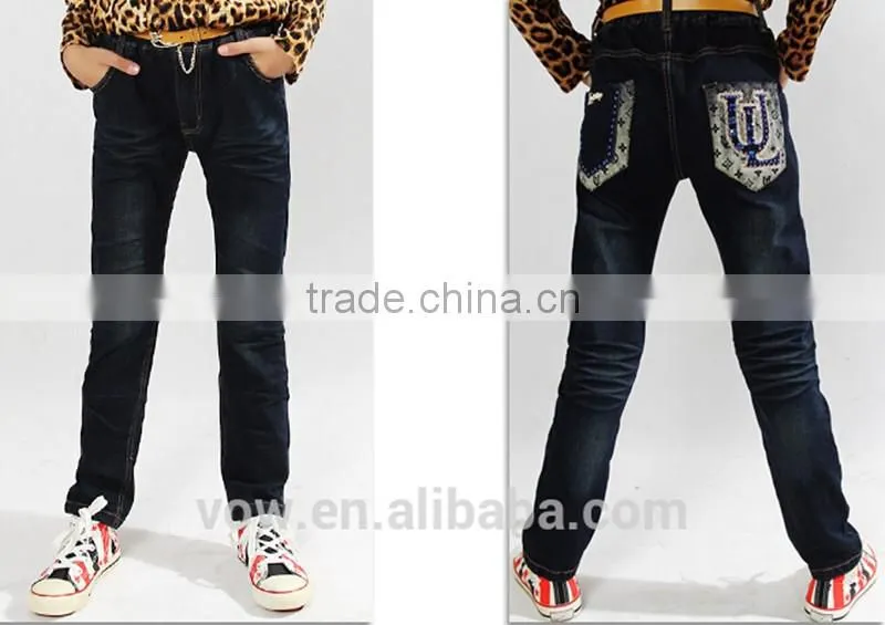 nice washing kids clothes girls belted denim funky jeans hip hop kids jeans VOWCJ7186