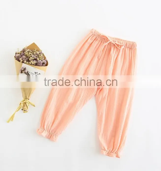 Cotton Mix Linen Fabric Harem Pants Wholesale Boutique Children Clothing Trouser
