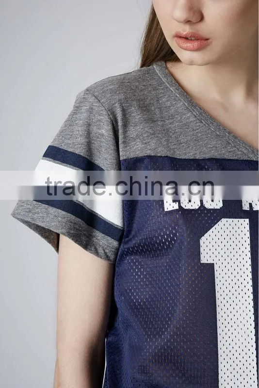 custom women hollow on baseball t shirt wholesale