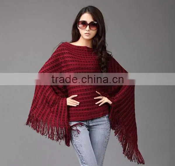 Latest design different color choice women batwing sleeve solid stitching knit cardigan new sweater