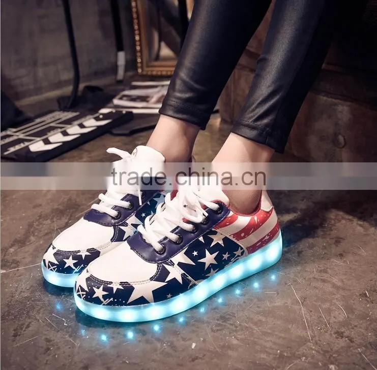 Hot selling Lace-up Casual Sneakers LED Shoes Women Shoes
