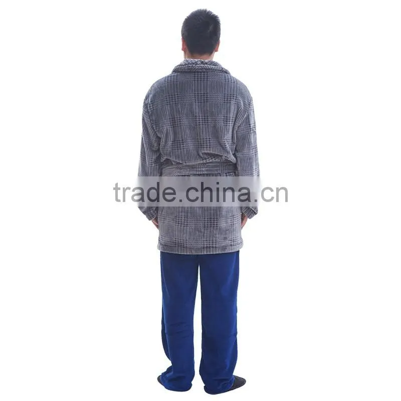 Polyester flannel bathrobe ,man sexy nightwear