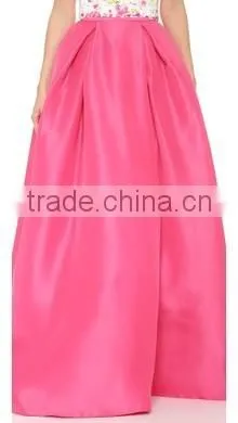 2016 newest skirt fashion flared ladies maxi skirt pink pleated ladies'long OEM
