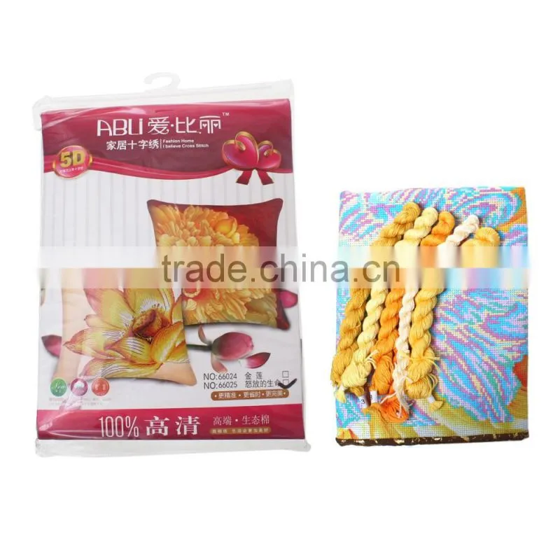 Wholesale Price Handmade Home Decor Multicolor Flower Pattern Cotton Cross Stitch Cushion Kits Square Throw Pillow