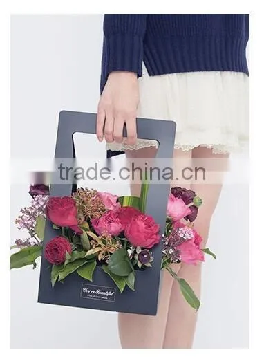 Portable Flower Gift Packaging Box Waterproof Paper Basket Box Case Potting Plants Gift Paking Home Decorations
