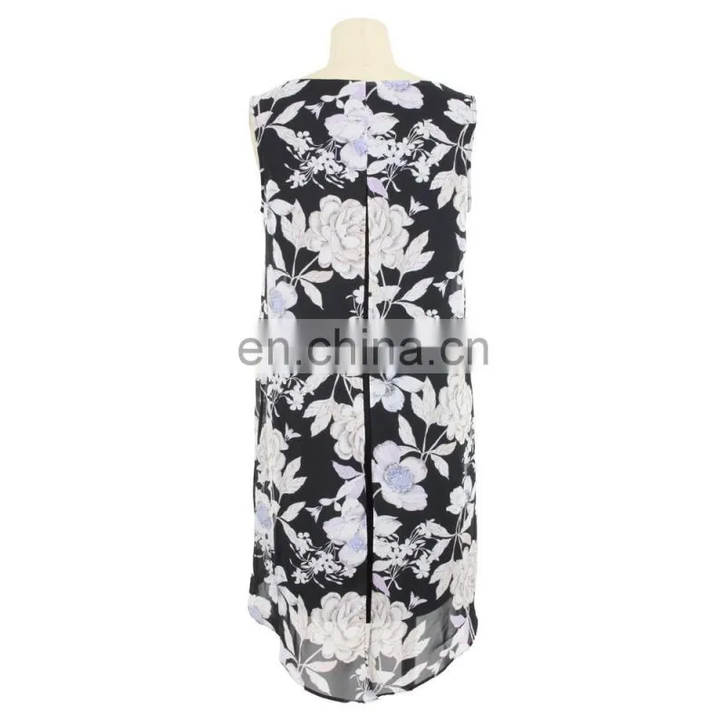 Floral Print Neck Trim Old Lady Tunic Guangzhou Manufacturer