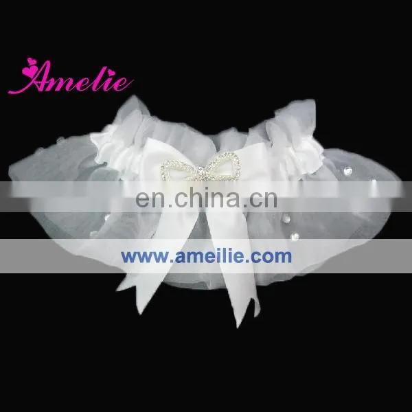 A-R8 Embroidery wedding bridal organza garter