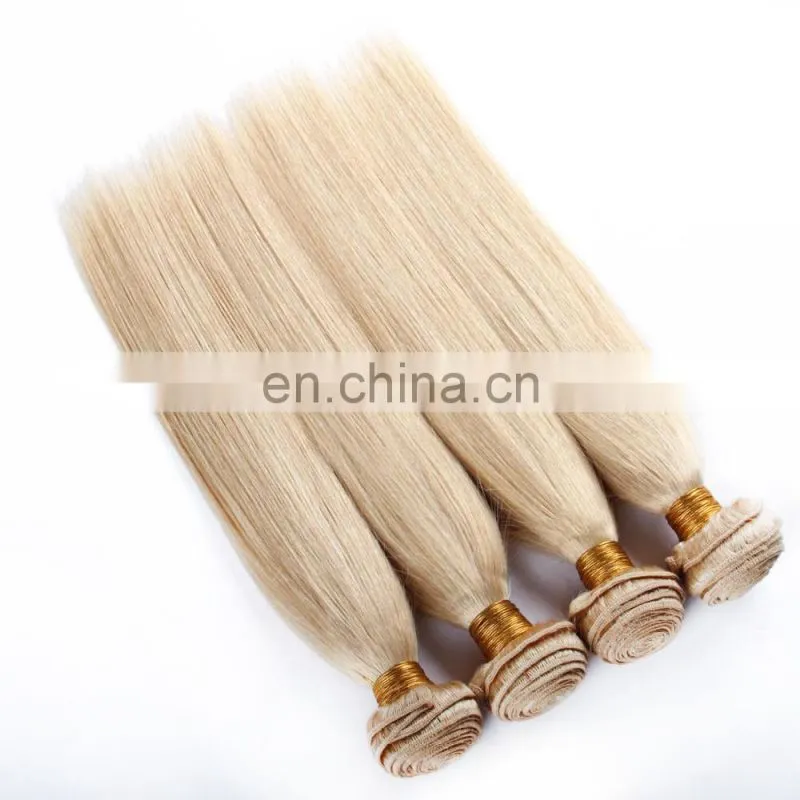 8A Silky Honey Blonde Brazilian Straight Hair 613 Remy Weave Bundles Human Hair