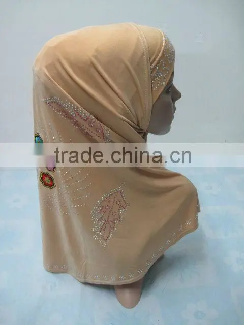 A487 Popular beaded 2pcs al amira two pieces hijab