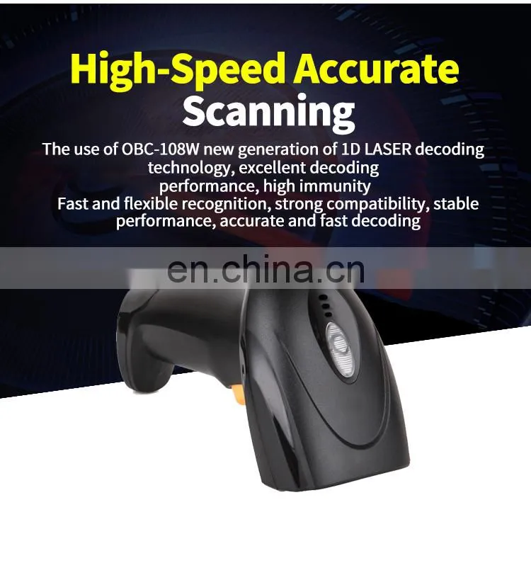 Wireless USB 1D Laser Barcode Reader Portable Scanner Wholesale
