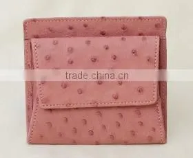 2016 lovely color ostrich skin leather folding coin case coin pouch slim coin purse