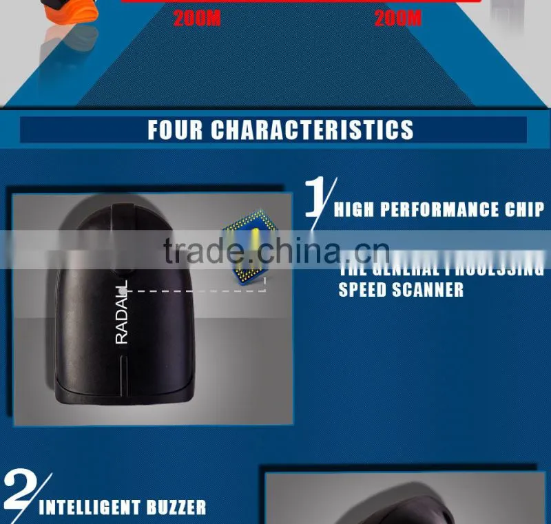 RD-9900 32Bite High Speed 1D Wireless Laser Barcode Scanner for Window /POS System