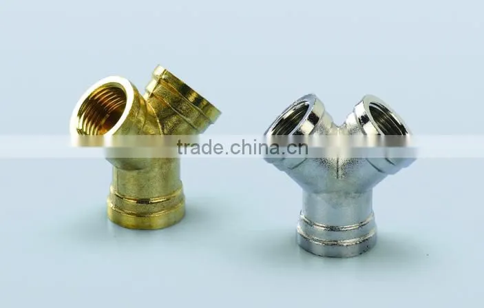 casting brass fittings brass Y type female tee
