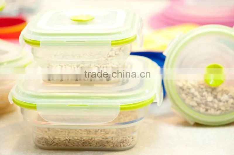 1000ml square Collapsible Silicone Food Container