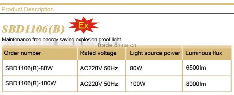 Maintence free energy saving explosion proof light