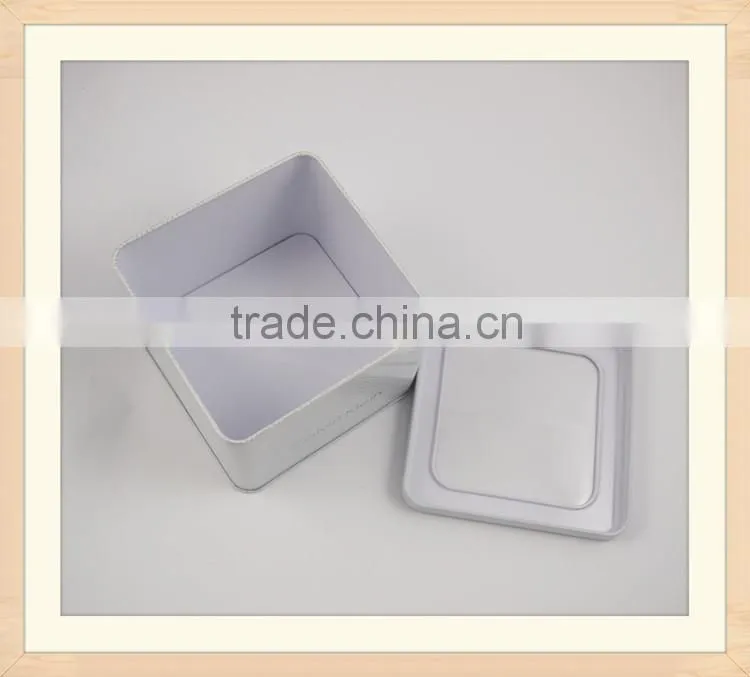 metal square tin box with clear top