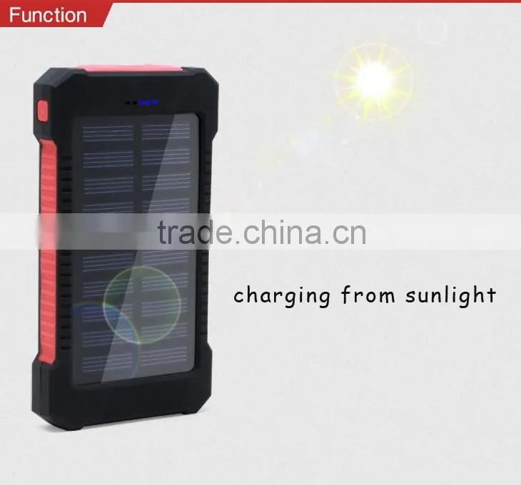 Outdoor waterproof Emergency Logo Customized 8000mAh usb portable solar powerbank charger