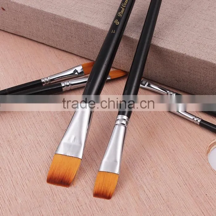 In Stock Flat Shape Nylon Hair 6pcs Set Artist Brush Oil Paint Brush MOQ1