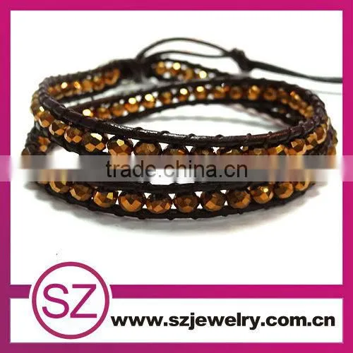 new style white gemstone wholesale european style leather wrap love bracelet