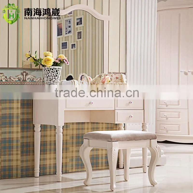 Modern White Wood MDF Panel Simple Vanity Korean Furniture Dressing Table