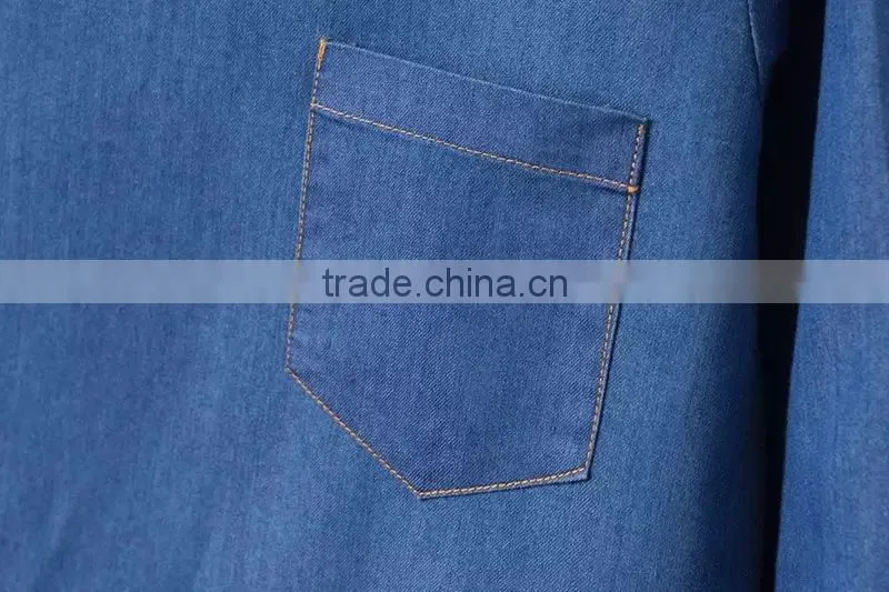2015 New arrival Latest half sleeve denim woman dress blue denim woman dress