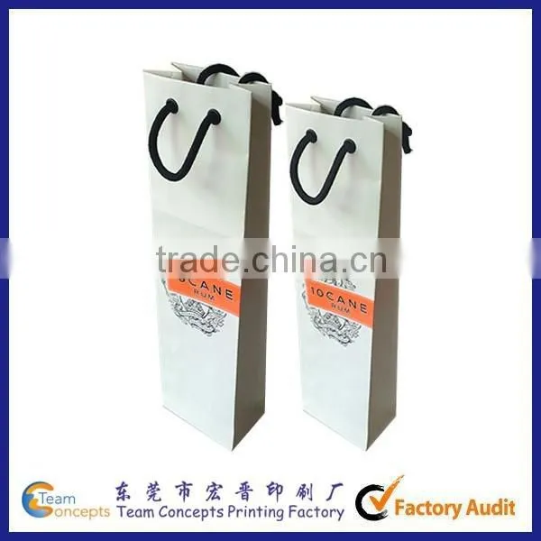 Custom printing wine packaging paper bag with cotton handle