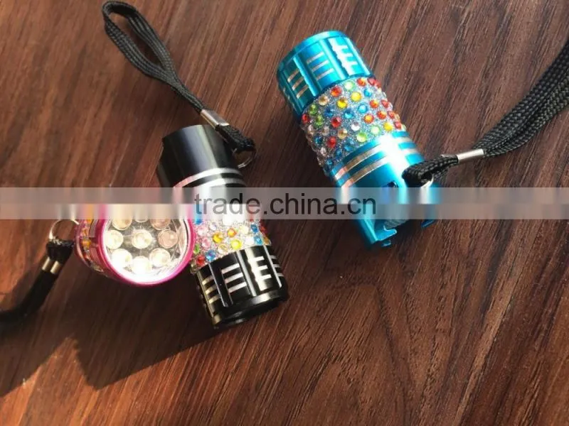 New design aluminum promotional Mini 9LED flashlight
