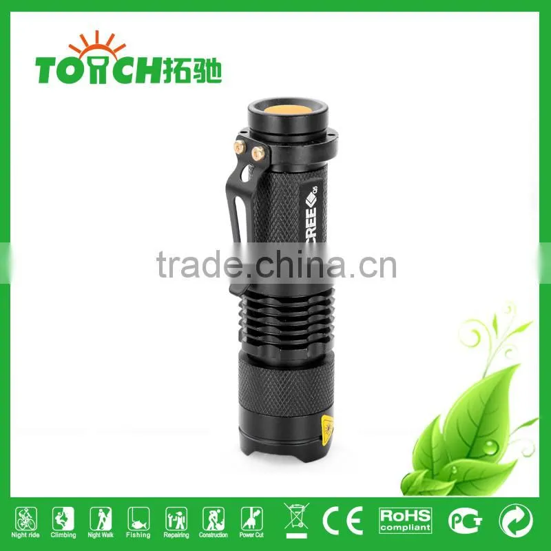 Mini led flashlight 5W 300 lumen cre e waterproof zoomable 3 Modes LED flashlight For AA/14500 battary TL-3001