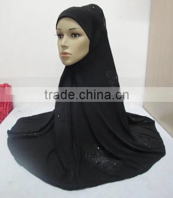 H306 big size muslim hijab with flower prints,islamic scarf