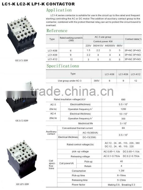 GK LC1-K12 LC2-K LP1-K series AC/DC Contactor