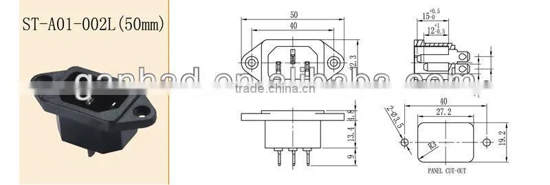 3 pin AC inlet& ROHS/HF and UL .cUL.VDE.SAA.EK.SAA approved.