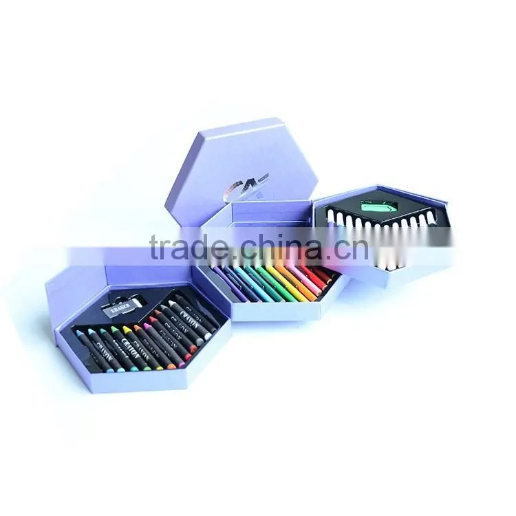 52PCS high quality wholesale art set stationery set with hexangular shape