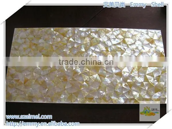 Yellow mother of pearl oyster mosaic shell wall tile