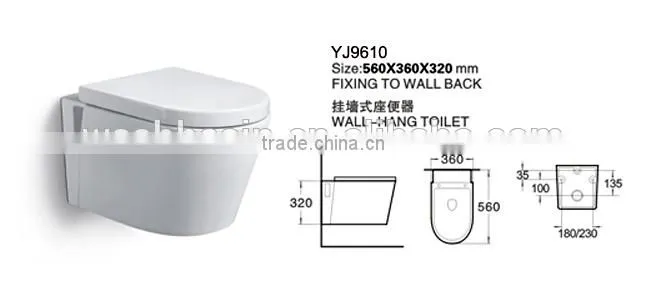 YJ9610 Ceramic Bathroom Save Spaces Wall hung toilet/WC/ Water Closet