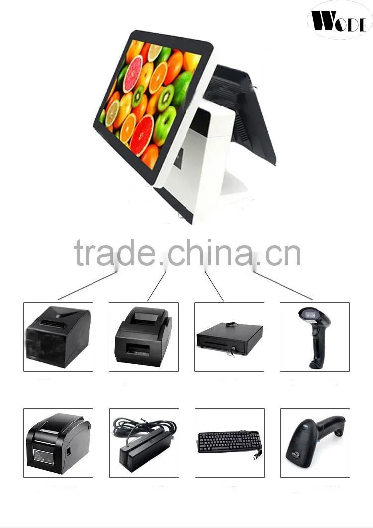 Cheap Price 15 inch Flat Panel Touch POS System/Dual Screen pos machine