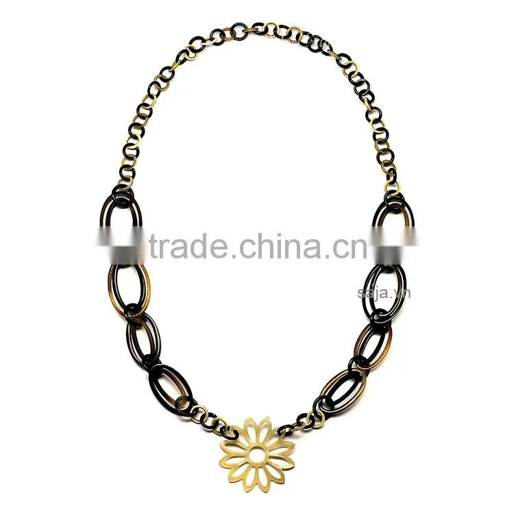 Buffalo horn white, buffalo horn jewelry, buffalo horn necklace SHN-317
