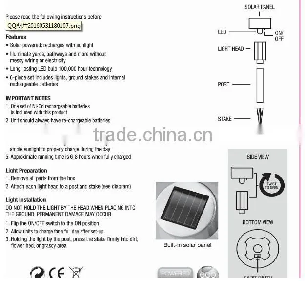 RGB LED solar garden light