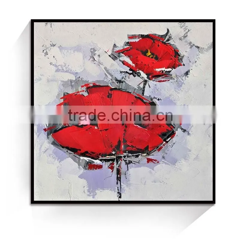 SHu1717 handmade flower pot canvas painting for bedroom