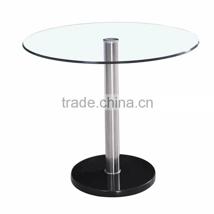 Classic furniture modern Style round clear tempered glass dining table with marble base