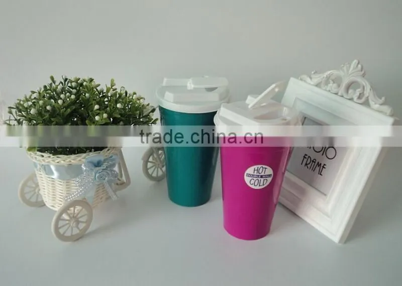 Promotional plastic coffee tumbler 16oz with silicon lid