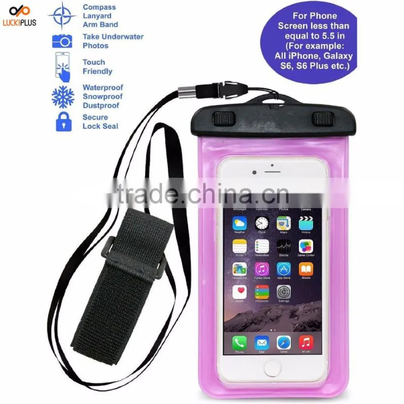 Luckiplus Travel Sport Swimming Phone Bag Waterproof, Snowproof, Dirtproof Case Bag for Phone Orange