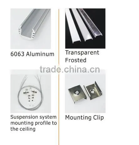 2016 smooth lighitng UV Resistant PC cover SMD3528 aluminium led profile for led strip light