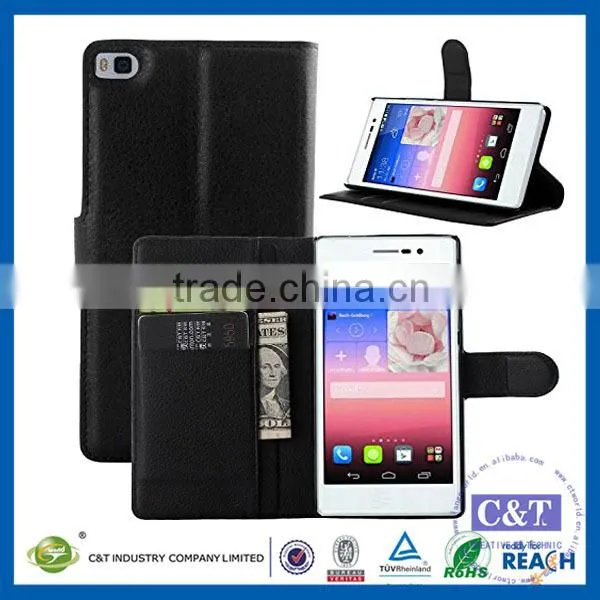 C&T Fashion Card Slot Magnetic PU Leather Flip Case Cover For Huawei Ascend P8