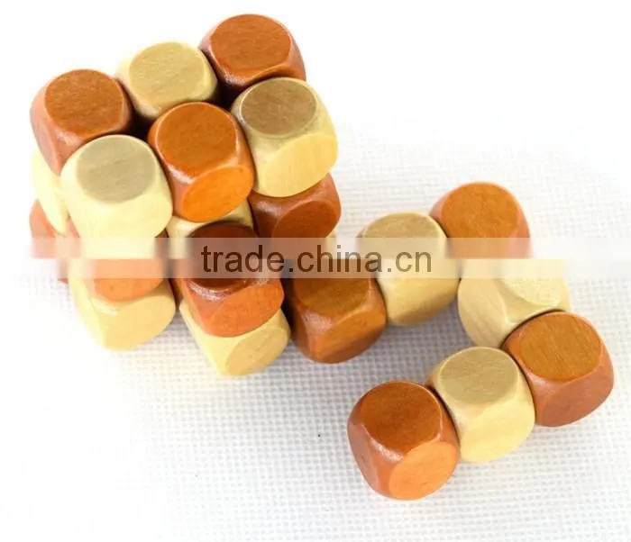 Brain training small educational 3D wooden cube puzzle