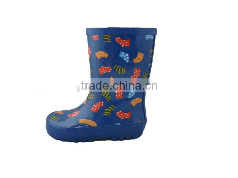 Kids colorful socks printing funky rain boots