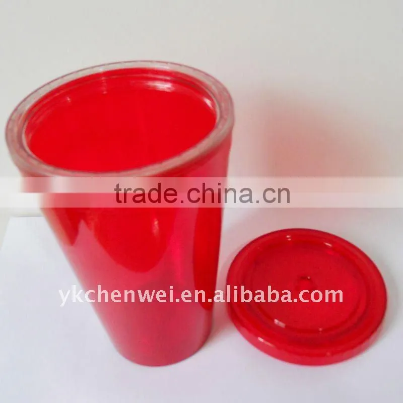 Double wall AS plastic tumbler with straw